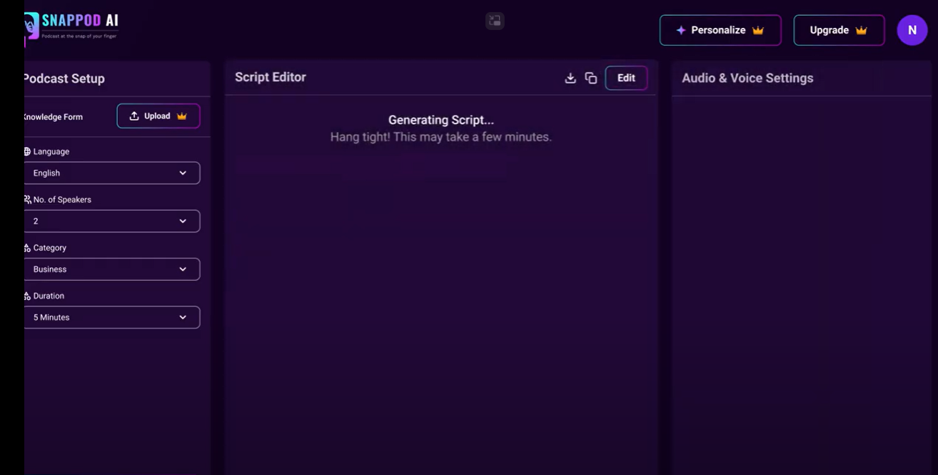 screenshot of SnapPod AI